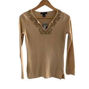 Style & Co Tan Beaded Linen Blend Tunic - NWT